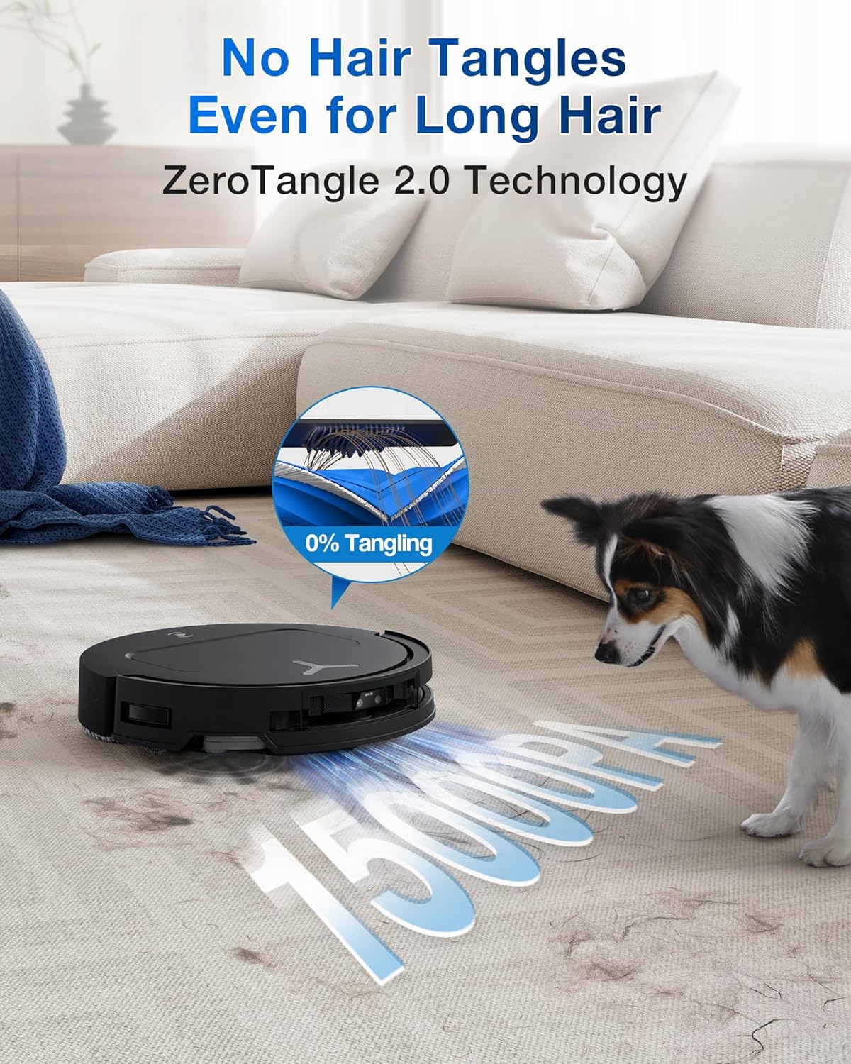 ECOVACS DEEBOT T50 PRO Omni Robot Vacuum and Mop, 3.19” Ultra-Slim, 15,000Pa Suction, ZeroTangle 2.0, TruEdge 2.0, AIVI 3D Obstacle Avoidance, Auto Mop Wash & Dry, Self-Emptying, Ideal for Pet Hair