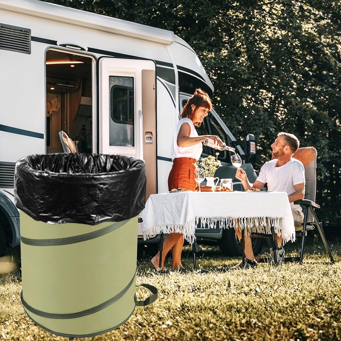 YUDI & GARDEN 45 Gallon Collapsible Garden Bag｜Collapsible Trash Can｜Camping Trash Can, Use for Gardening Cleanup or Party Waste and Outdoor Activities