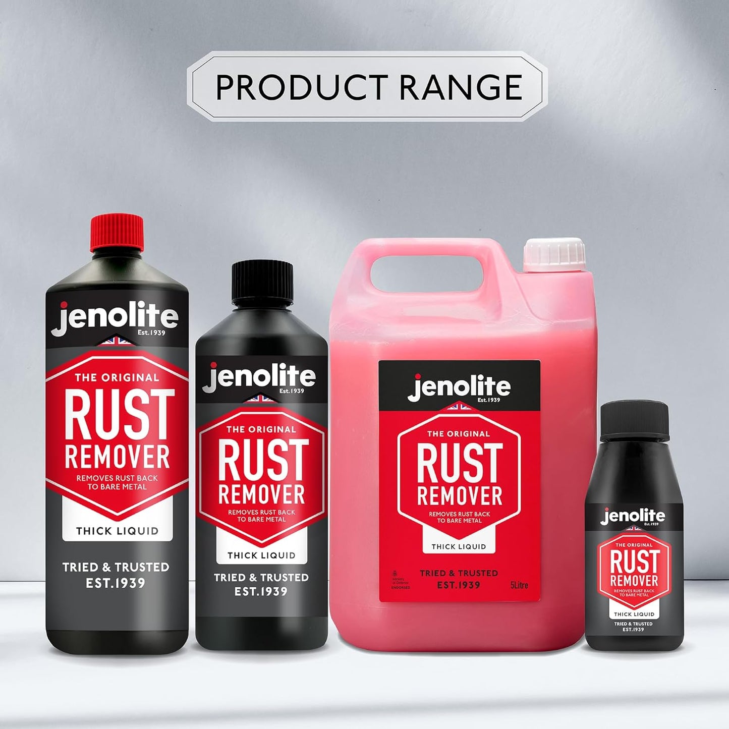 JENOLITE Rust Remover for Metal - Fast Acting No Drip Thick Liquid - Industrial Strength, Removes Rust Back to Bare Metal - 1.32 Gallon (5 Liter)