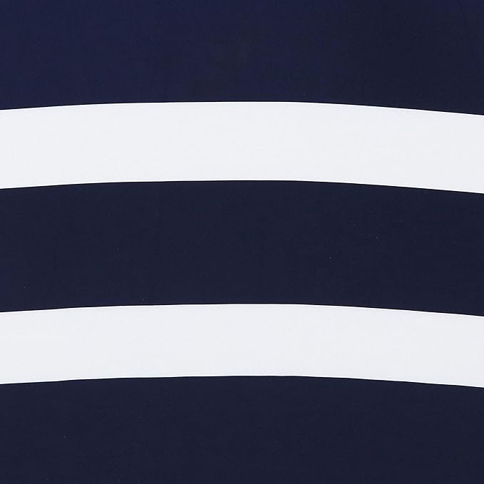 Sunnydaze Outdoor Patio Umbrella - Polyester Table Market Umbrella with Push-Button Tilt and Crank - 8 Sturdy Ribs - Navy Blue Stripe - 9ft