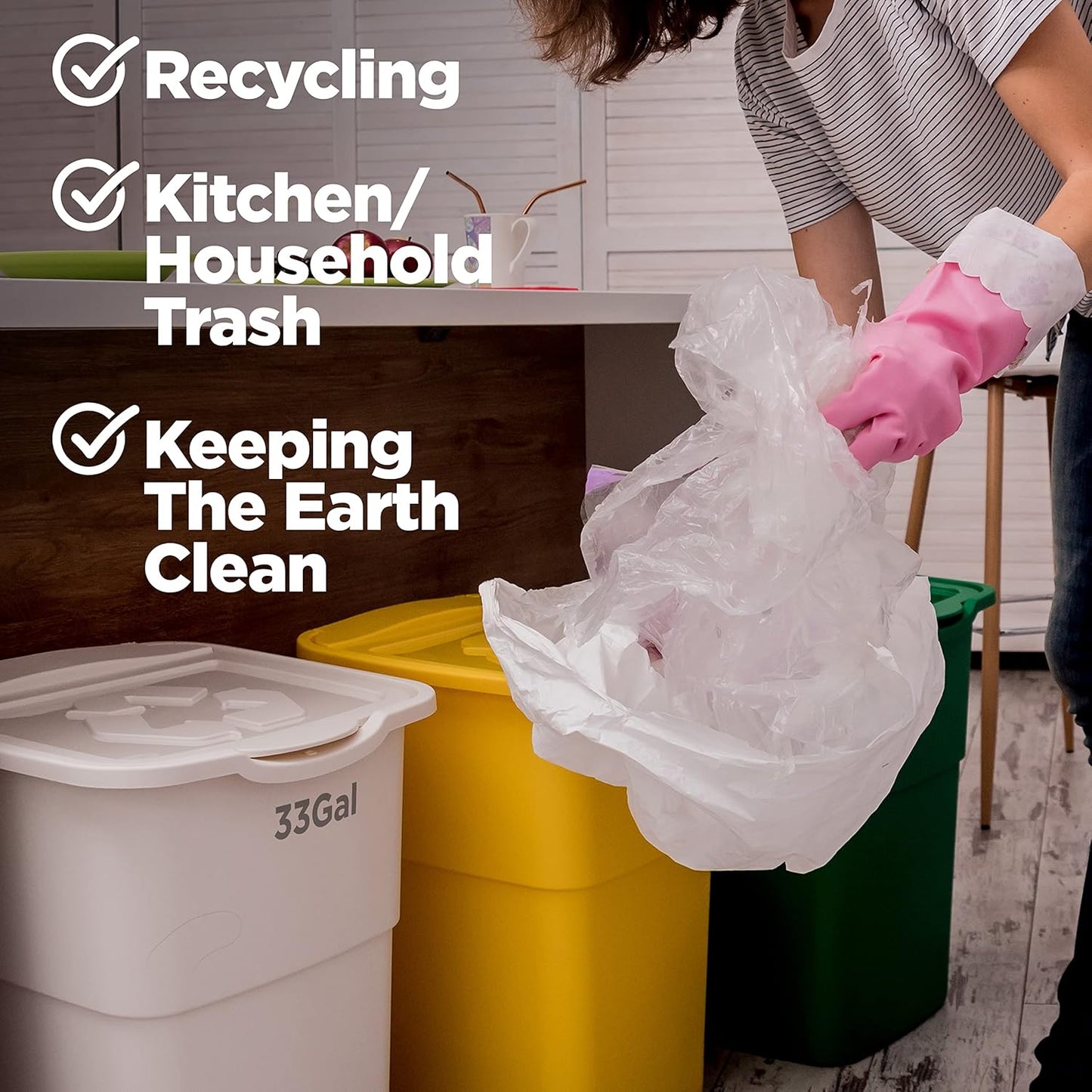 ToughBag 30-33 Gallon Clear Trash Bags (100 Count) Recycling Bag, Garbage Can Liners – Clear Trash Bags 30+ Gallon - Made In USA