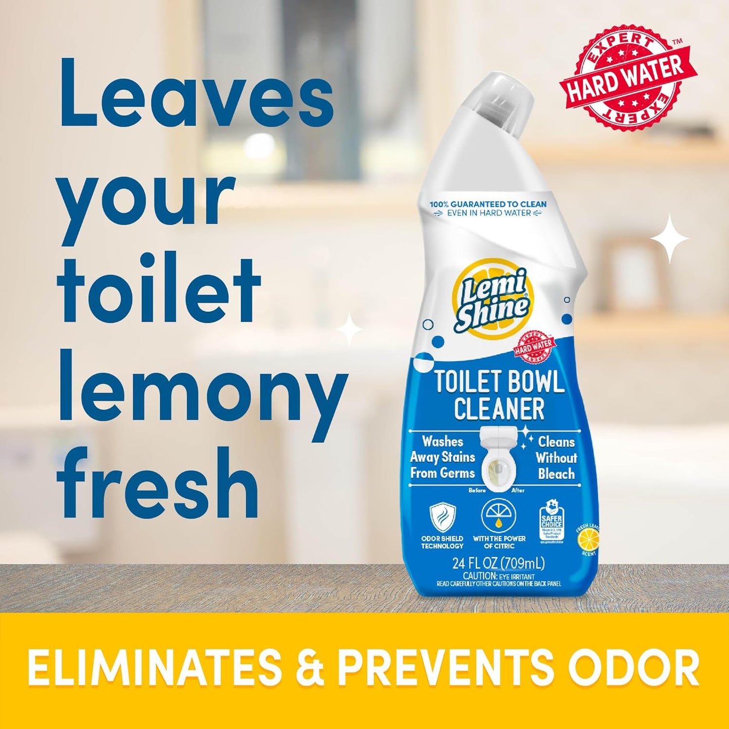 Lemi Shine Toilet Bowl Cleaner - Bleach-Free Toilet Cleaner - Removes Tough Stains and Odor - 24 fl oz (6 Pack)