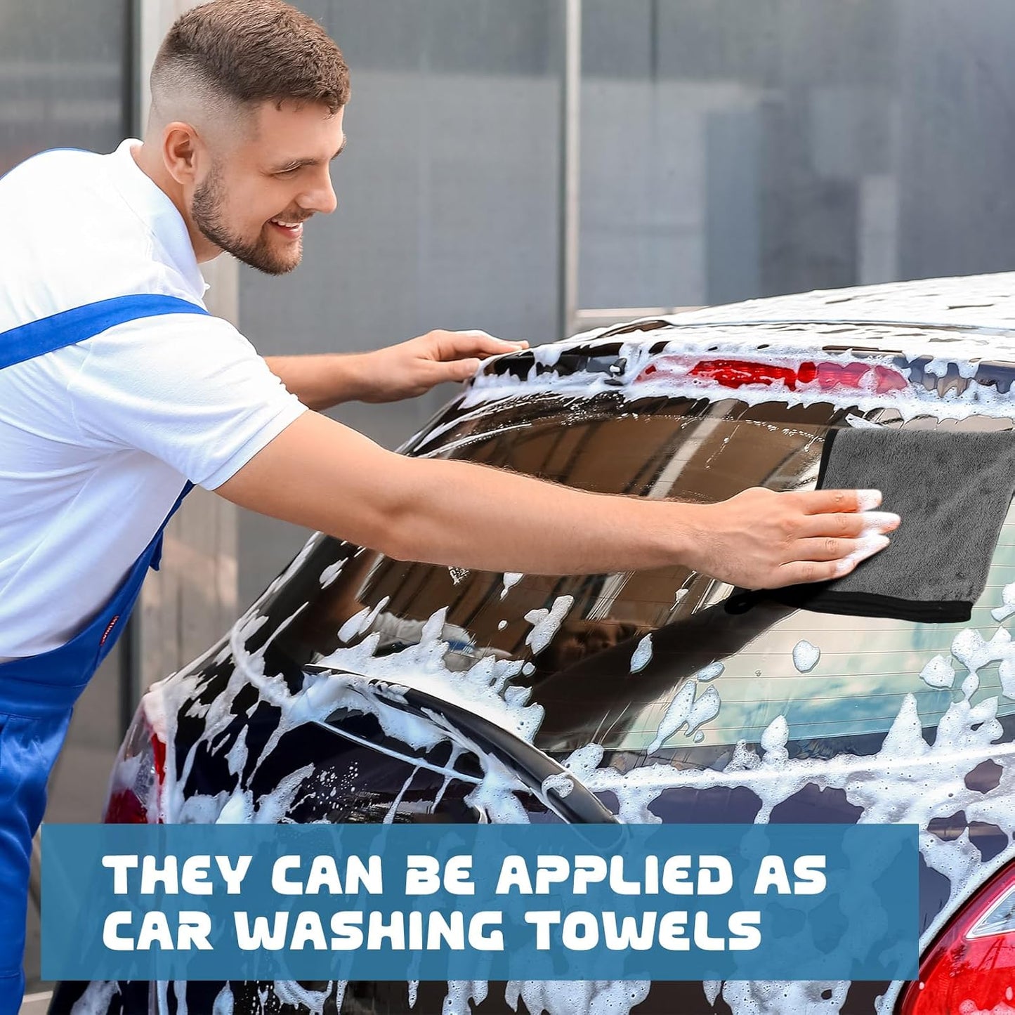 Tallew 50 Pcs Microfiber Towels 16 Inch x 16 Inch Microfiber Cloth Car Drying Towels for Cars Washing Polishing Office Windows Cleaning Household Supplies (Gray)