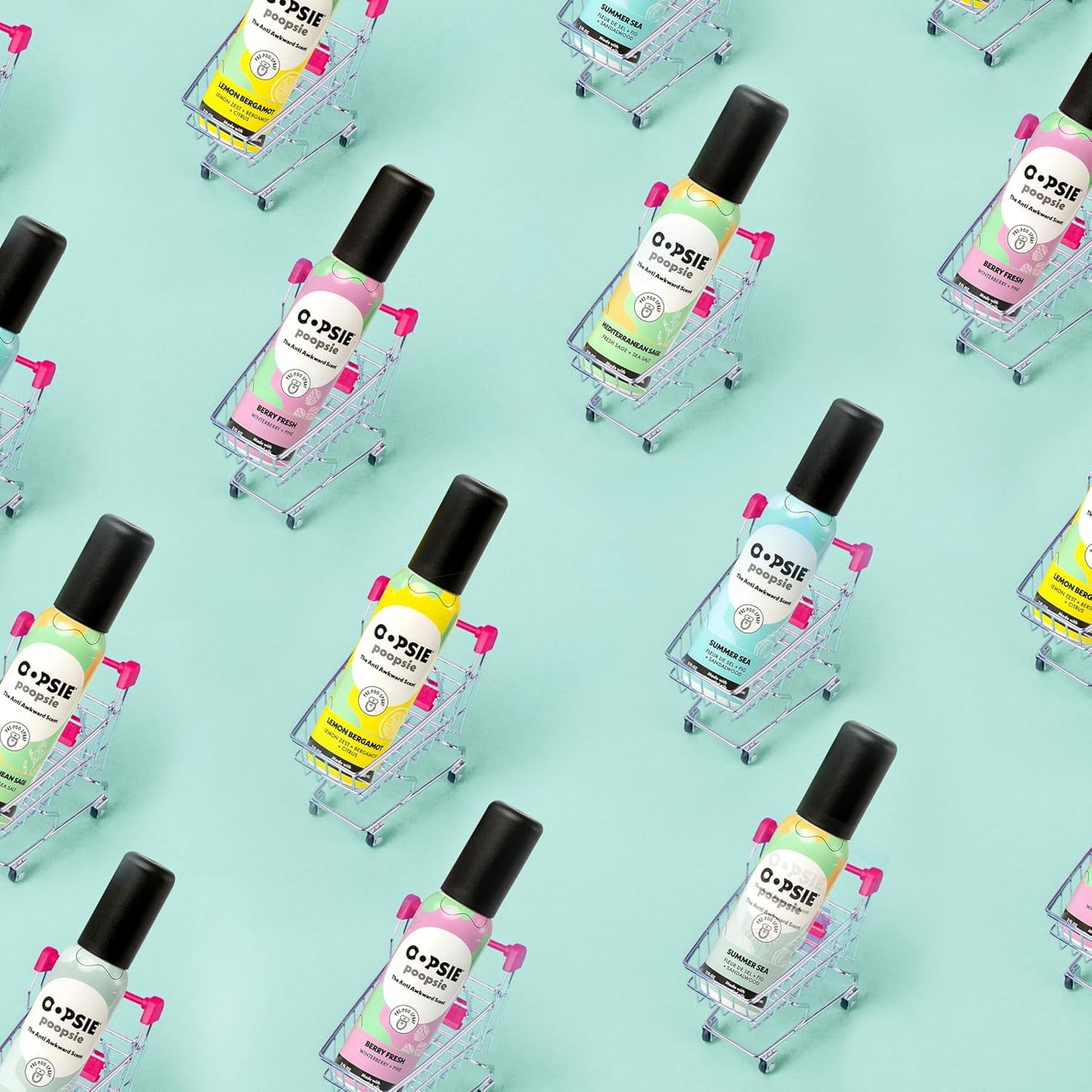 Oopsie Poopsie 2 Pack - Flower Citrus and Wild Mint - Before & After You Go Toilet Spray 2oz Each - Gift Set - Portable Odor Eliminator