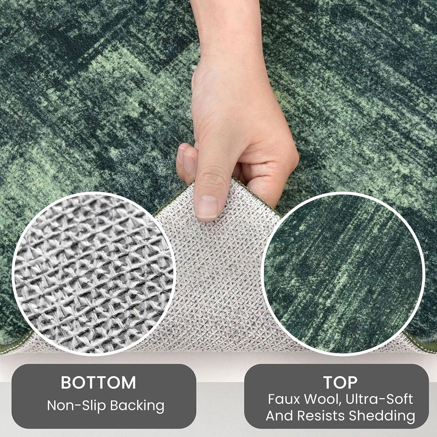 IOHOUZE Abstract Runner Rug 3x20 Ft Extra Long Washable Runners for Hallways, Non Slip Kitchen Runner Printed Faux Wool Entryway Runner Indoor, Modern Abstract Floor Carpet for Hall Stair, Dark Green