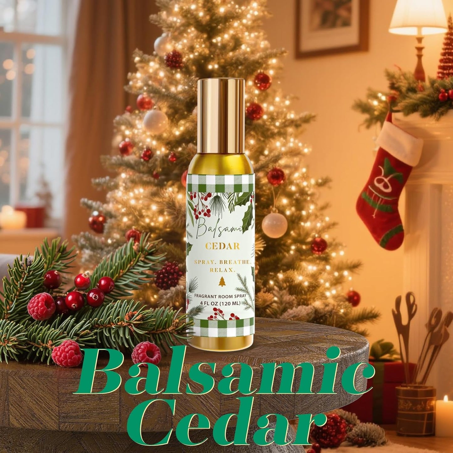 Room Spray, Balsamic Cedar, Apples, Gingerbread Cookies, 3 Pack, Each 4 fl oz, Concentrated Room Spray, Air Freshener for Home, Long-Lasting Odor Eliminator for Bathroom and Office
