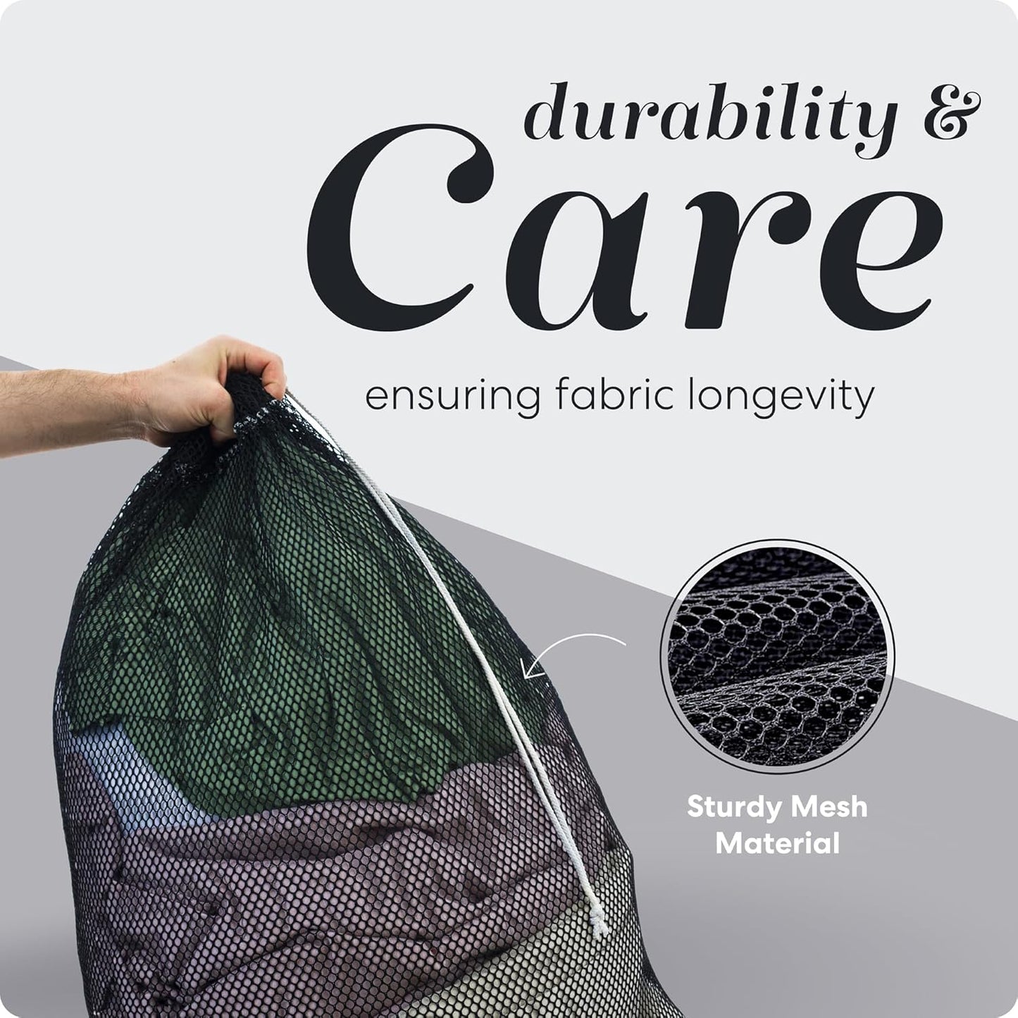 Handy Laundry Mesh XL Laundry Bag - Durable, Machine Washable with Secure Drawstring Closure - Perfect for College Dorms, Laundromats, Apartments (Black, Large 24" x 36")