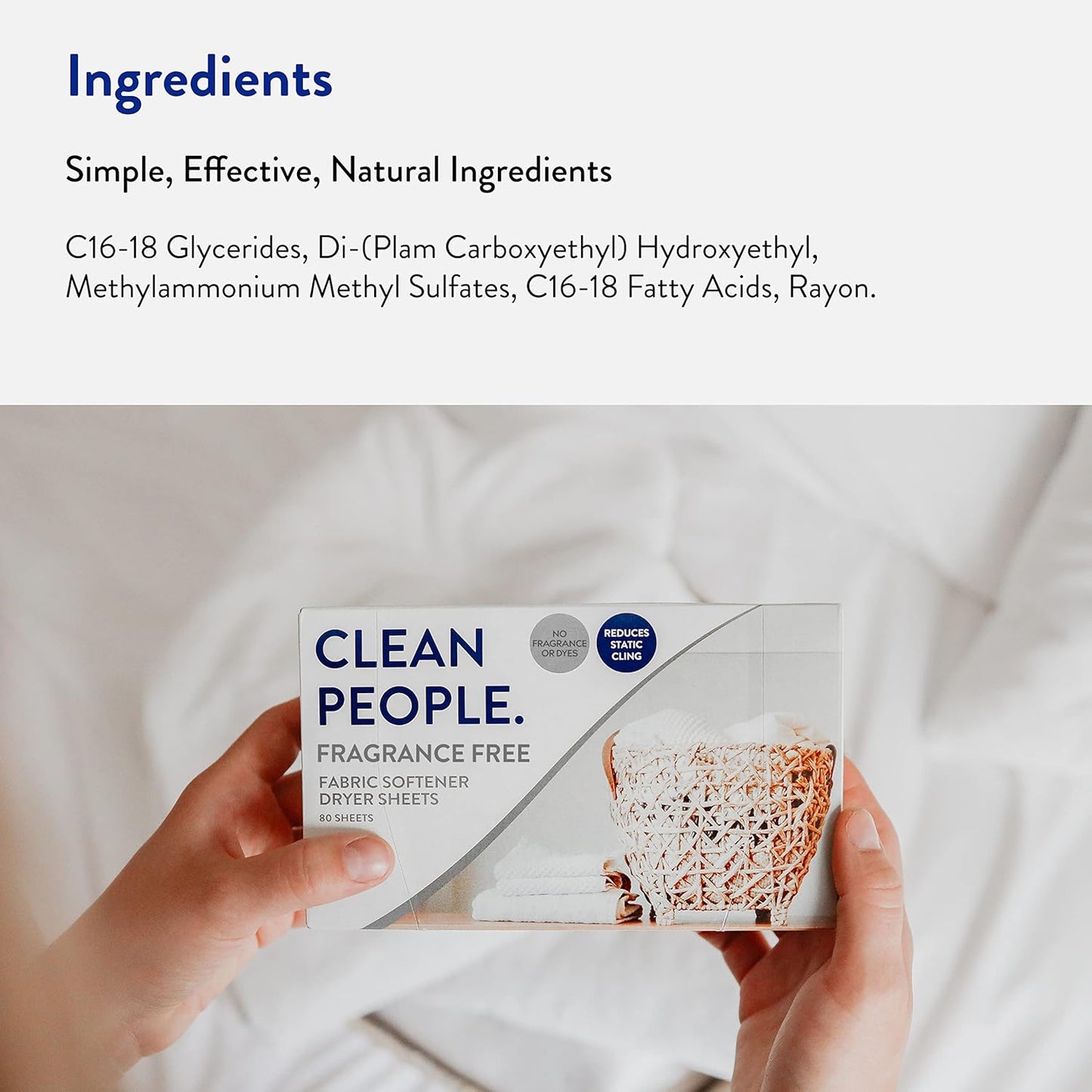 The Clean People Fabric Softener Sheets - Dryer Sheets - Softens & Removes Static Cling - Vegan Laundry Softener, Fragrance Free - Unscented, 120 Pack