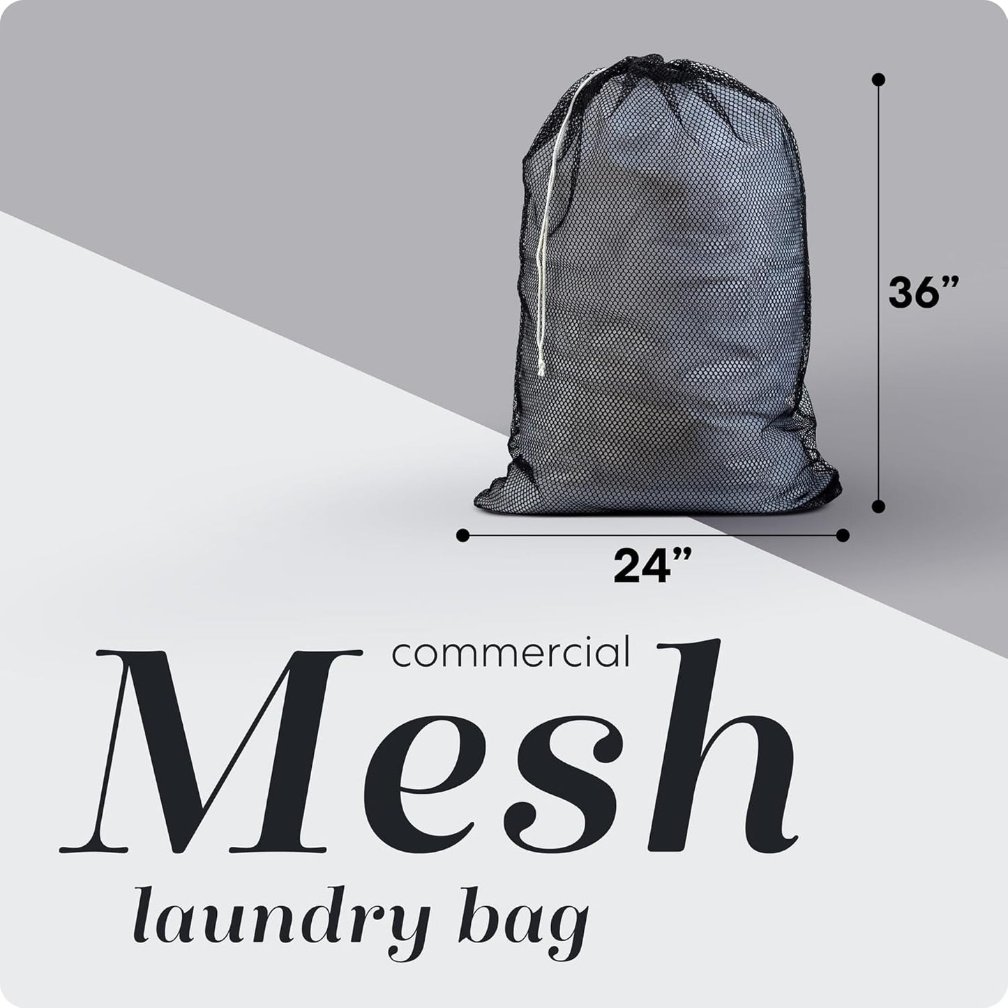 Handy Laundry Mesh XL Laundry Bag - Durable, Machine Washable with Secure Drawstring Closure - Perfect for College Dorms, Laundromats, Apartments (Black, Large 24" x 36")