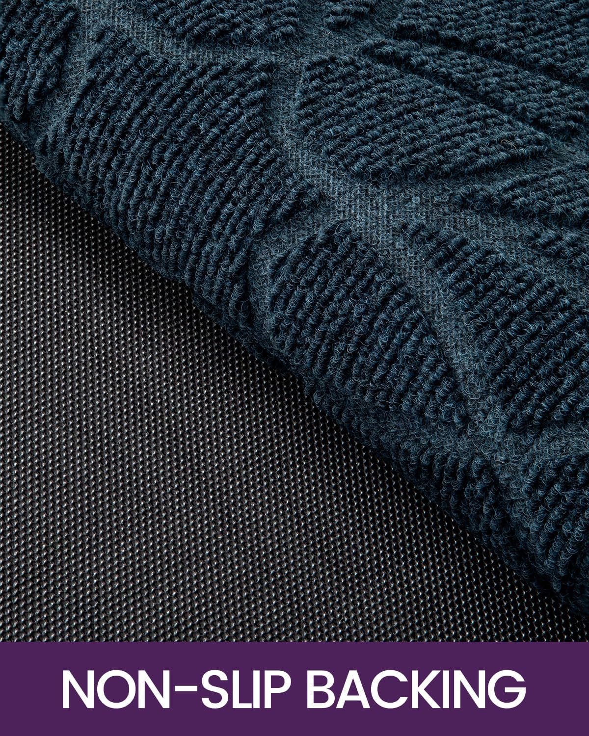 DEXI Front Door Mat Outside Entrance, Heavy Duty Non Slip Low Profile Doormat for Entryway, Trap Dirt and Moisture Welcome Mats, Easy Clean, Patio, Garage, 17x29, Blue