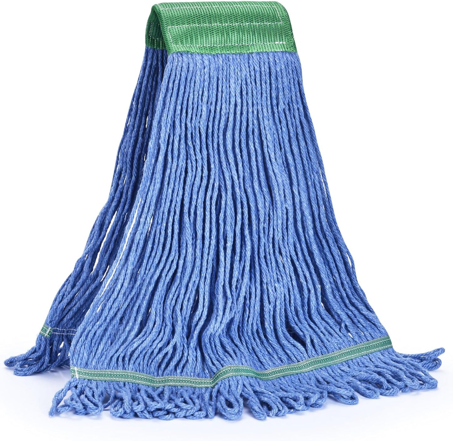Matthew Cleaning Commercial Mop Head Replacement, 5 Inch Wide Headband, Looped End Cotton Blend String Wet Mops for Floor Cleaning, 18 oz Medium, 1-Pack Blue