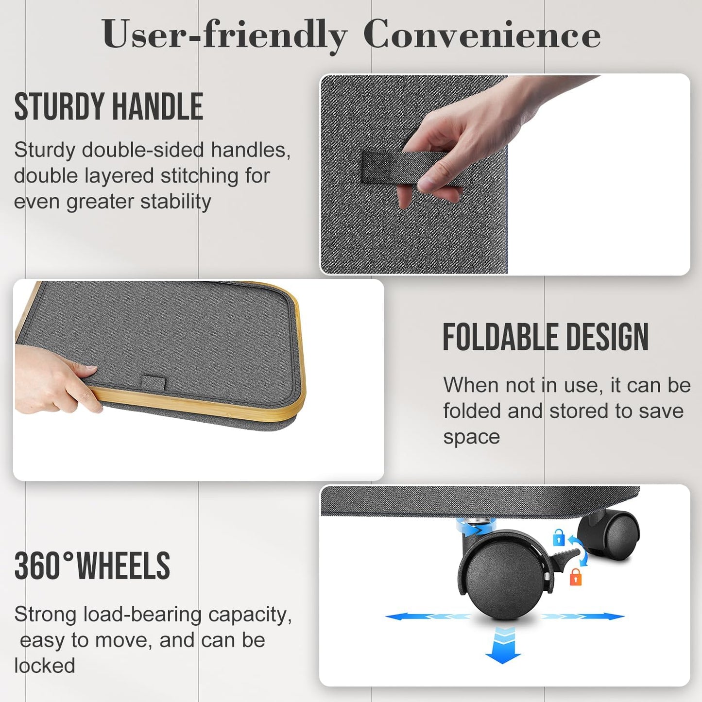 Laundry Hamper with Wheels,20 Gal (75L) Laundry Basket with lid Rolling Clothes Hamper Foldable Dirty Clothes Basket on wheels with Bamboo Frame and Bag for Bedroom, Dorm, Laundry Room-Grey