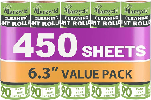 Large Lint Rollers for Pet Hair Extra Sticky,Cat Dog Hair Remover Laundry Clothes Carpet Furniture,6.3 inches Wider with 450 Sheets Giant Lint Remover Brush for Couch with Long Handle