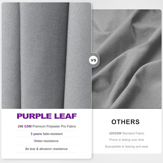 PURPLE LEAF 8' X 10' Left-right Tilting Outdoor Patio Umbrella Swivel Offset Cantilever Heavy Duty Rectangle Aluminu Umbrella with UV Resistant for Deck Pool Patio Backyard, Pebble Grey