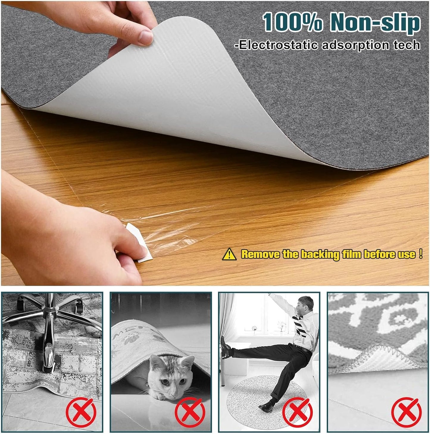 Placoot Desk Chair Mat for Hardwood Floor & Tile 55"x35" Office Chair Mat for Rolling Chairs Large Anti-Slip-Recyclable Material Computer Chair Mat Rug for Office/Home