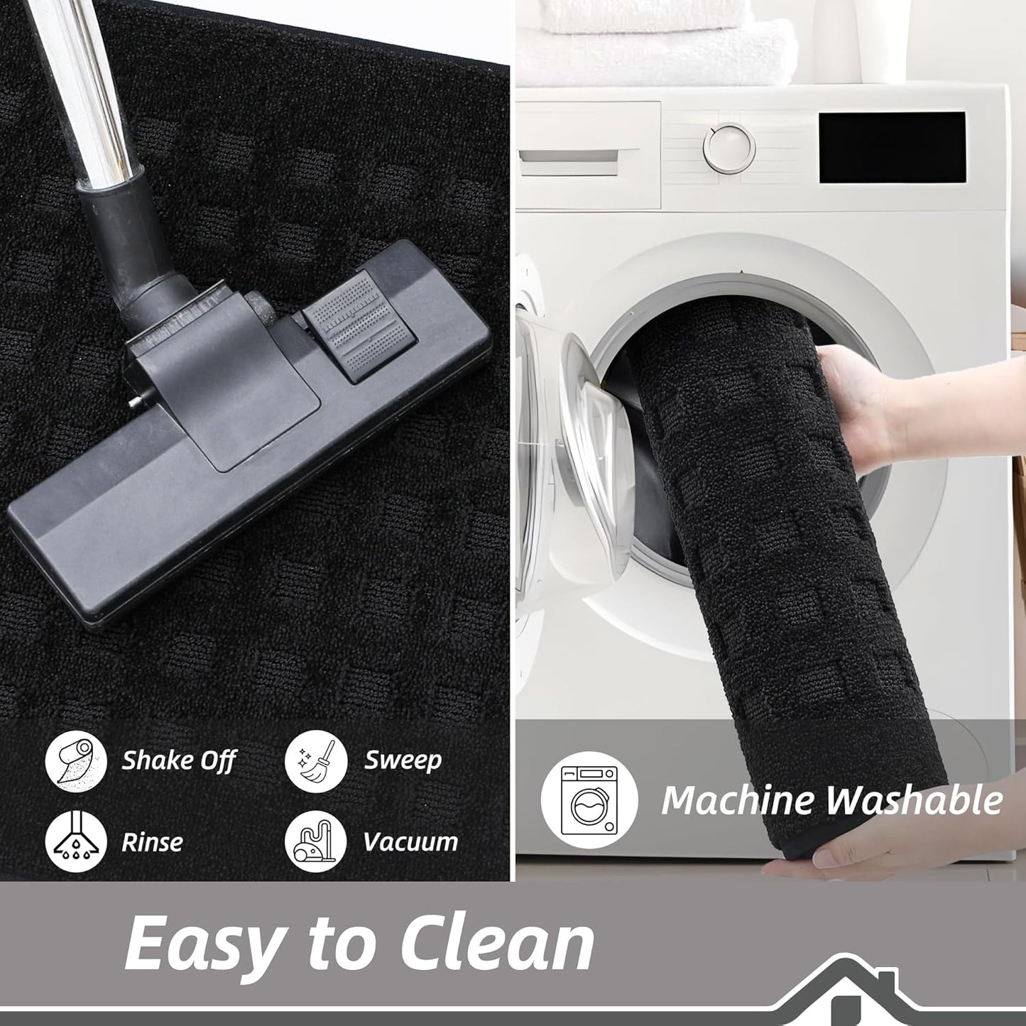 BEQHAUSE Waffle Door Mats Indoor 32"x48", Dog Mat for Muddy Paws Absorbent and Dirt Resist Floor Mats Non-Slip Washable Rugs for Entryway, Welcome Mat for Front Back Door, Muddy Wet Shoes, Black