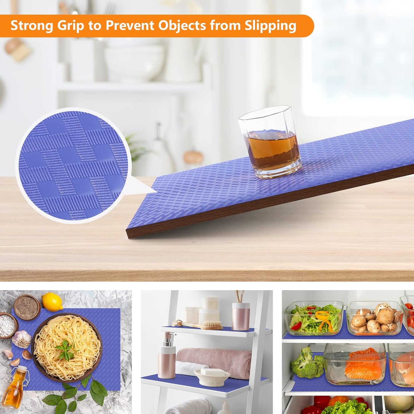 Shelf Liners for Kitchen Cabinets Refrigerator Liners Waterproof Plastic Kitchen Cupboard Liner Non Adhesive Drawer Mats EVA Material Fridge Liner for Shelves - Blue 11.8 x 236.2 Inches