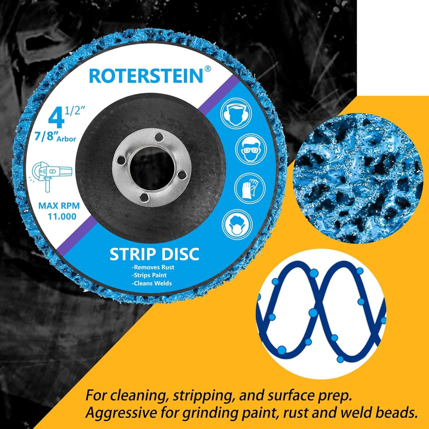 10 Pack Strip Discs Stripping Wheel 4.5 inch for Angle Grinder Clean and Remove Paint Coating Rust Welds Oxidation (4-1/2" x 7/8")