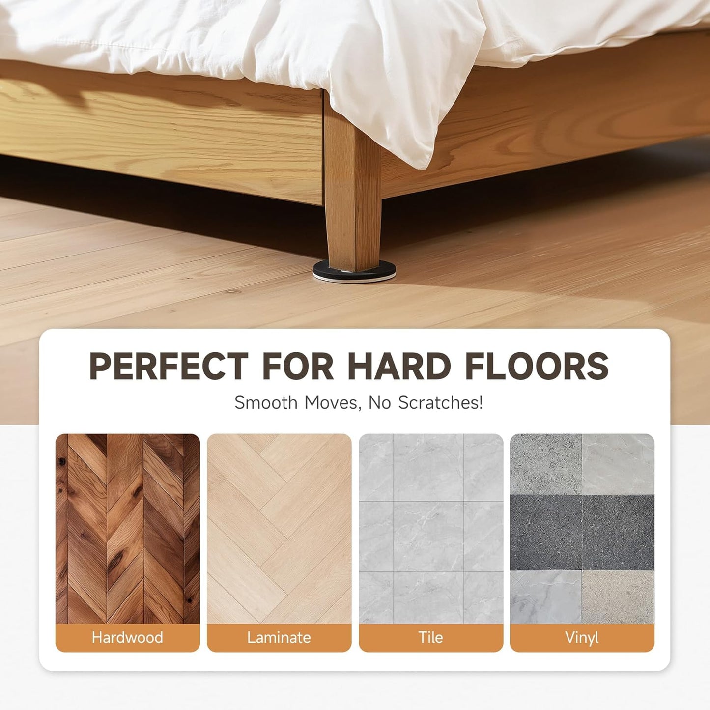 CO-Z 8pcs Felt Furniture Sliders for Hardwood Floors, 4 3/4 in Reusable Furniture Pads, Heavy Furniture Movers Sliders for Hard Surfaces, Thick Moving Pads Floor Protectors for Vinyl Tile Floors