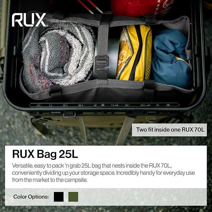 25L Modular Utility Tote (Green) - Lightweight, Flexible Tote Made For Modular Organization - Use It Inside The RUX 70L Or Solo For Everyday Carry And Camp Essentials