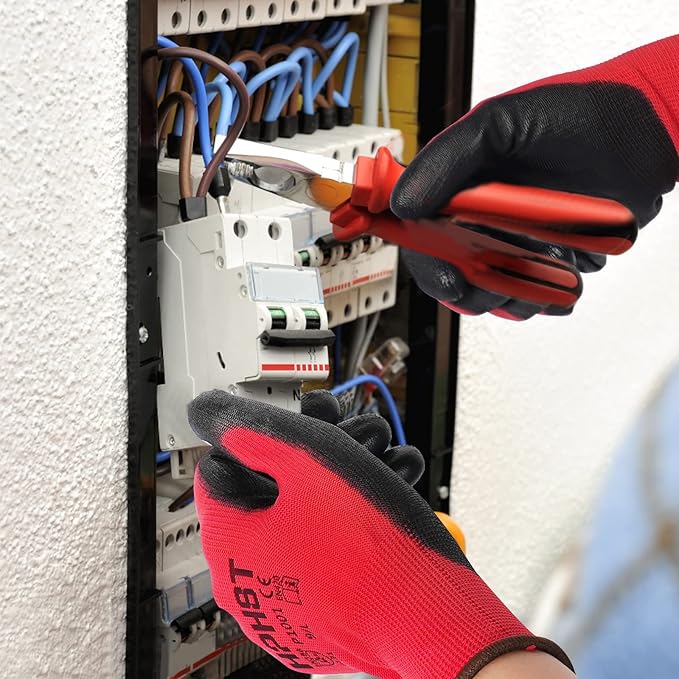 PU Coated Safety Work Gloves, 12 Pairs Work Gloves Mechanic Working Seamless Knit Glove with Polyurethane Coated Smooth