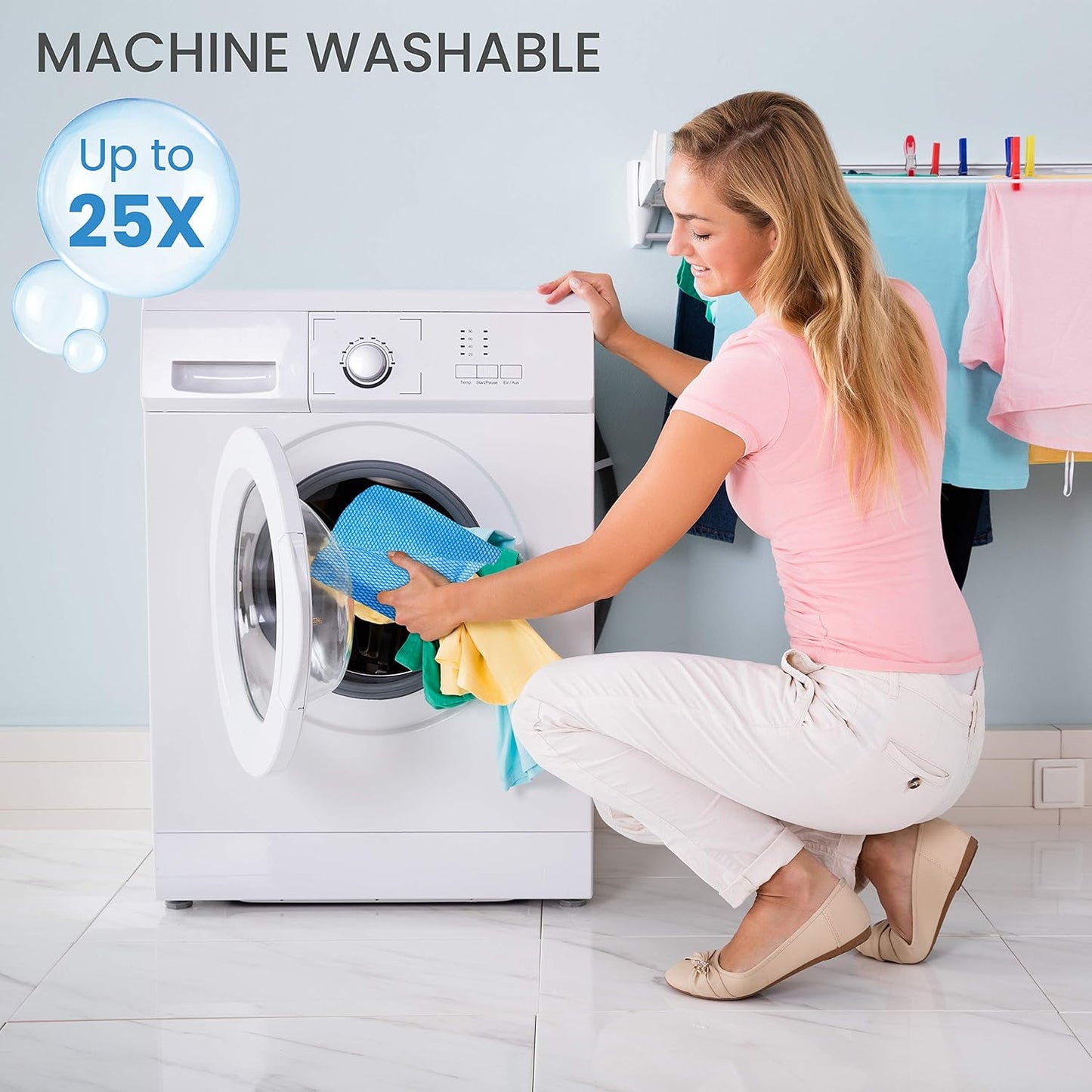 SCRUBIT Reusable Handy Wipes – Cleaning Cloth for House and Office - Dish Cloths for Washing Dishes - Multi Purpose Cleaning Towels (12 x 20 in) 24 Pack