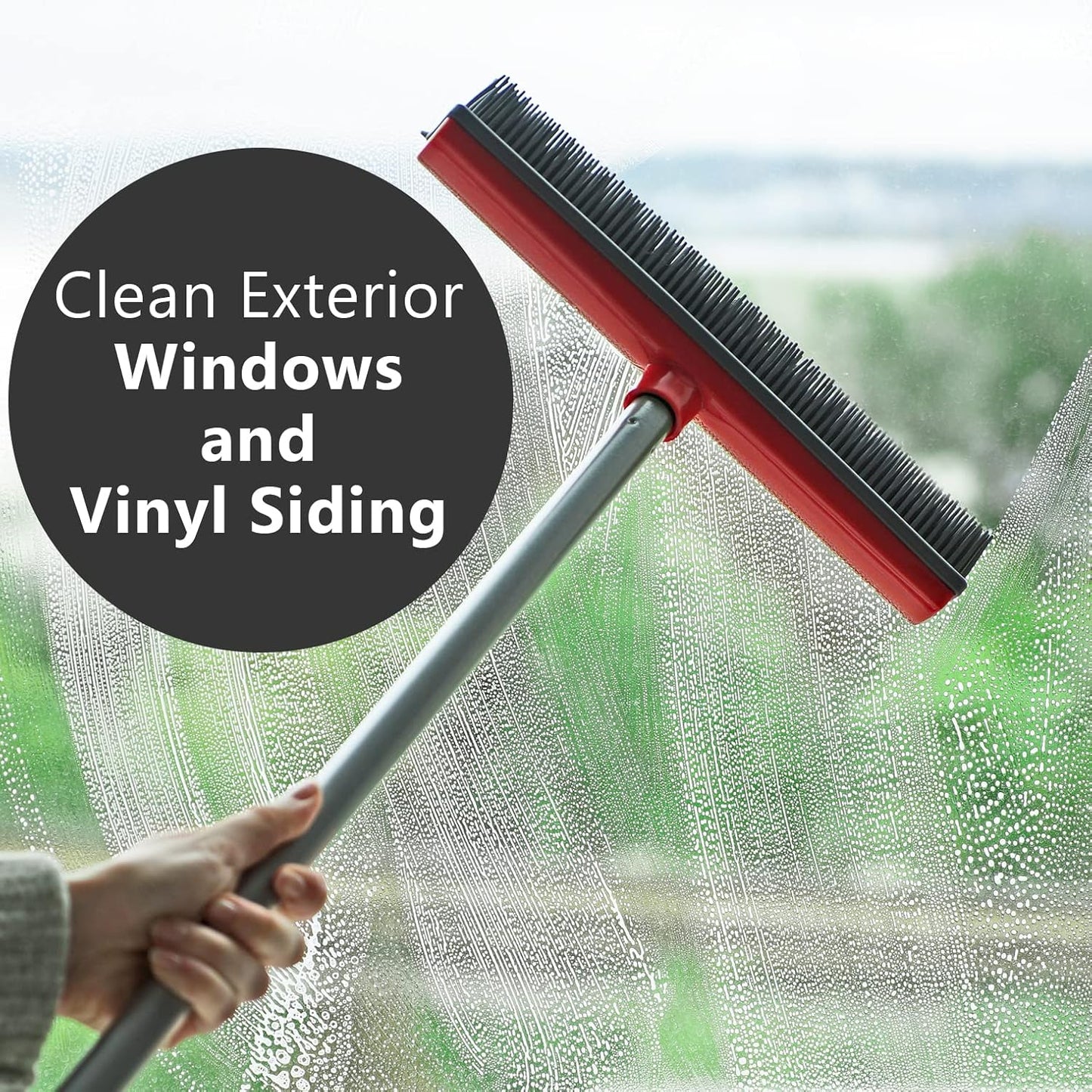 Stanley Home Products Rubber Broom – for Carpets Floors Stairs Upholstery – Electrostatic Action Removes Pet Hair Lint Fuzz Dirt Particles – Built-in Squeegee Tackles Wet Messes (Broom Head)