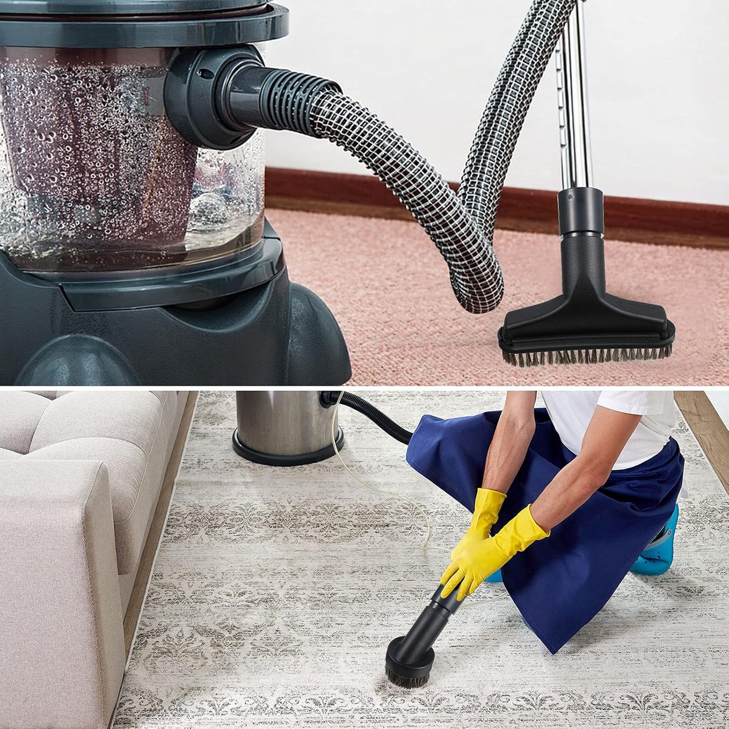 6 Pcs Vacuum Attachments Accessories VAC Attachments 1.25'' 25mm and 36mm Shop Round Dust Brush Vacuum Hose 5.9 Inch Floor Attachment Brush Replacement with 1-1/4 to 1-3/8 Inch Adapter(Classic Style)