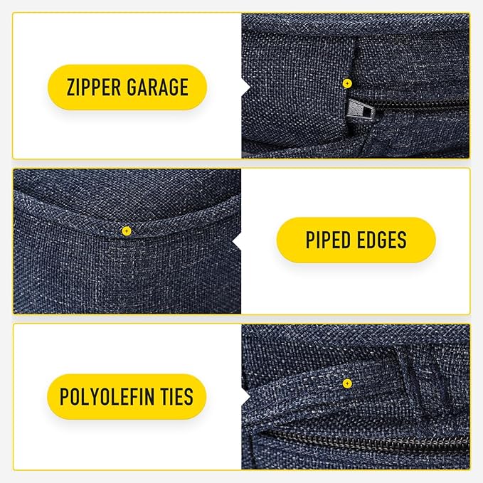 SUNROX Gel Memory Foam Chair Cushion with Ties, Ultra Durable Water Resistant FadeShield Outdoor/Indoor Reversible Chair Seat Cushion 17 x 16 inch Set of 4, Heather Indigo