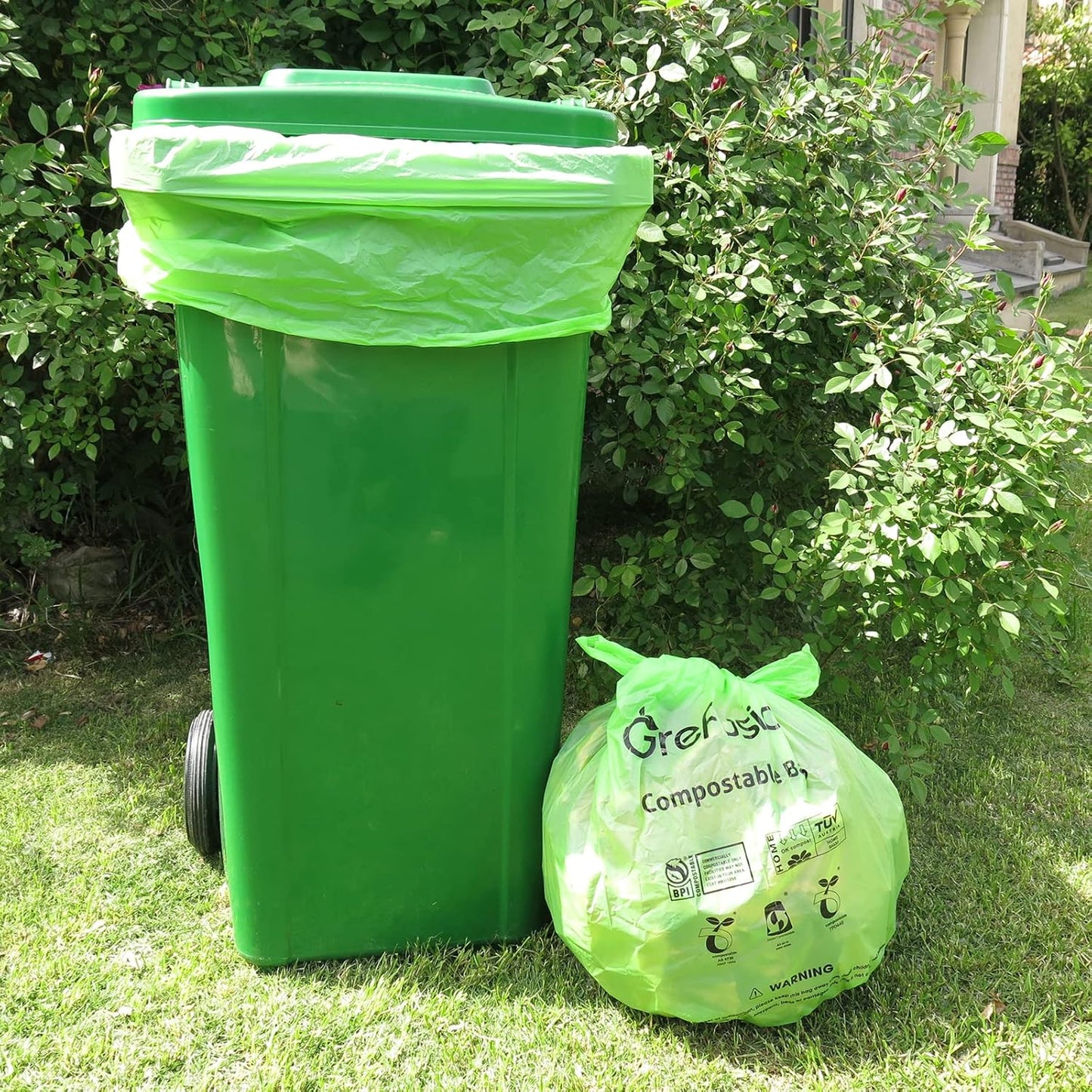 Compostable Bags,Trash bags 13+ gallon tall kitchen, Compostable Trash Lawn & Leaf Yard Waste Bags,Kitchen Compost Trash Bin Compatible,Extra Thick1.01 Mills,Certified by BPI and OK Compost(50count)