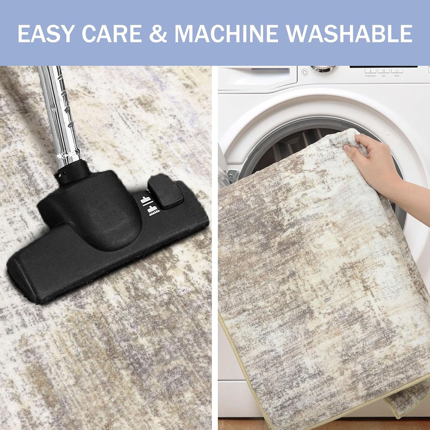 IOHOUZE Abstract Runner Rug 2x6 Ft Washable Runners for Hallways, Non Slip Kitchen Runner Printed Faux Wool Entryway Runner Indoor, Modern Abstract Floor Carpet for Hall Kitchen Bedroom, Beige Brown