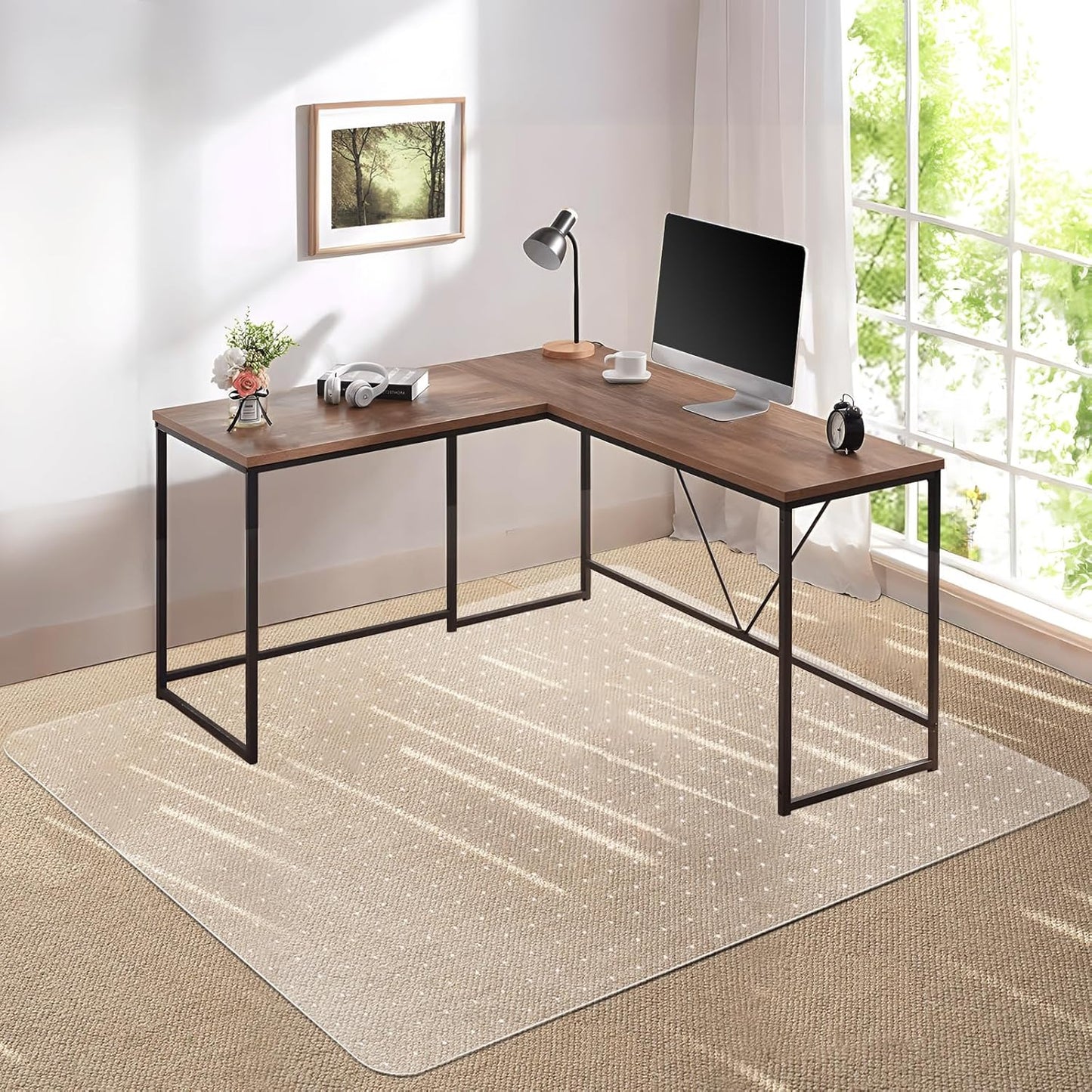 Kuyal Desk Chair Mat for Carpet, 51'' x 63'' Rectangle Transparent Mats for Chairs Good for Desks, Office and Home, Easy Glide, Protects Floors for Low and No Pile Carpeted Floors