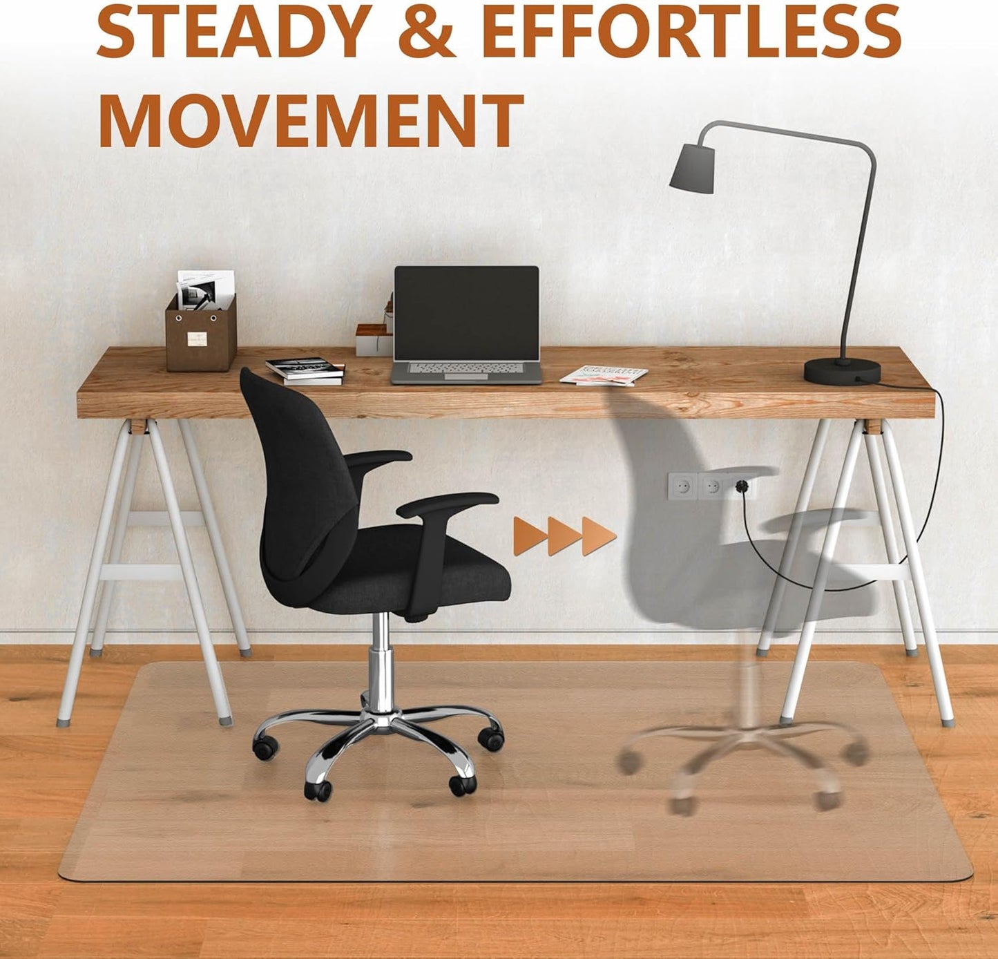 Office Chair Mat for Hardwood Floor- 35" x 35" Clear Desk Computer Chair Mat for Hard Wood/Tile Floors, Easy Glide Plastic Mat for Under Office Chairs on Hardwood for Work & Home