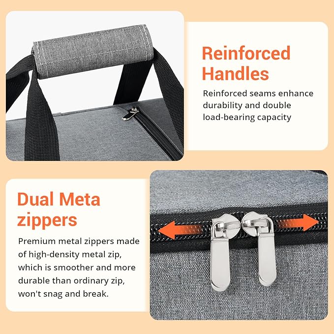 Insulated Casserole Carrier for Hot or Cold Food,Pie Carrier Bag Lunch Tote for Potluck Parties/Picnic/Cookouts, Fits 9"x13" Baking Dish,Single Grey