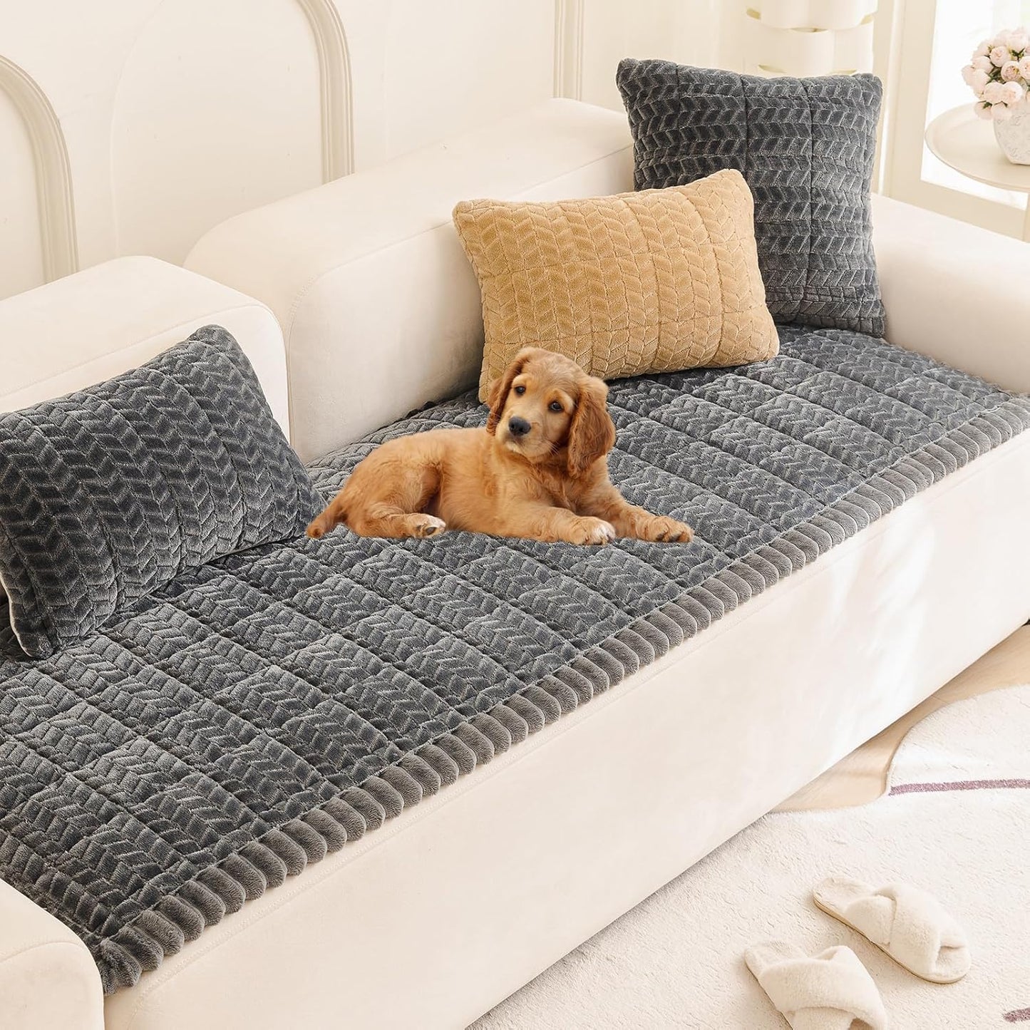 Mivnue Pet Couch Cover Protector Sofa Covers for Pets Washable Non Slip Couches and Sofas Dog Mat (Dark Grey, 27.6" x 59.1")