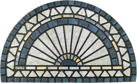 CHICHIC Welcome Door Mat 18 x 30 Inch Front Doormat Outdoors for Home Entrance Outdoors Mat for Outside Entry Way Doormat Entry Rugs, Heavy Duty Non Slip Rubber Back Low Profile, Blue Green