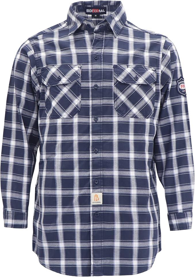 BOCOMAL FR Shirts 6.25oz Lightweight Welding Shirts Flame Resistant Men's Fire Retardant Shirt