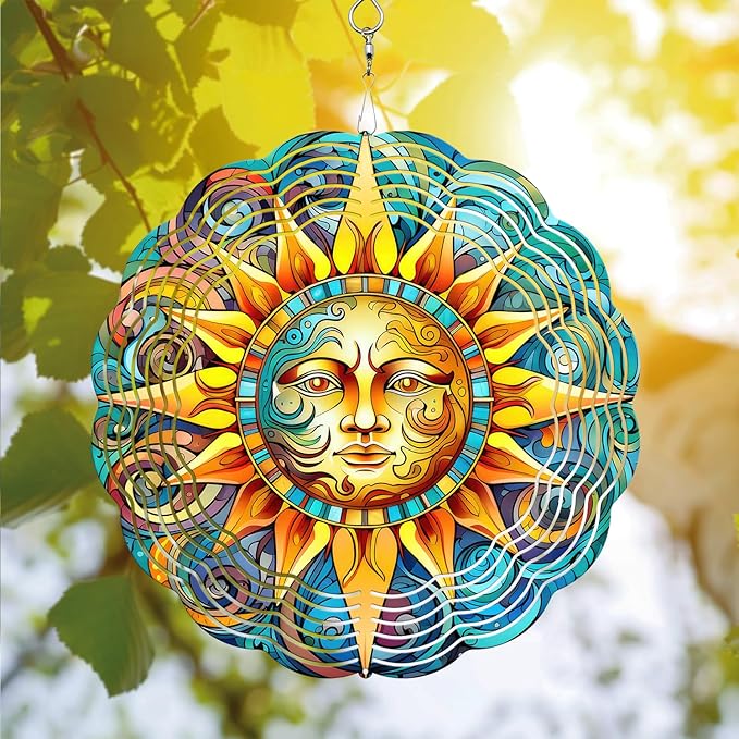Celestial Sun Wind Spinner - Unique 3D Hanging Wind Spinner for Yard and Garden