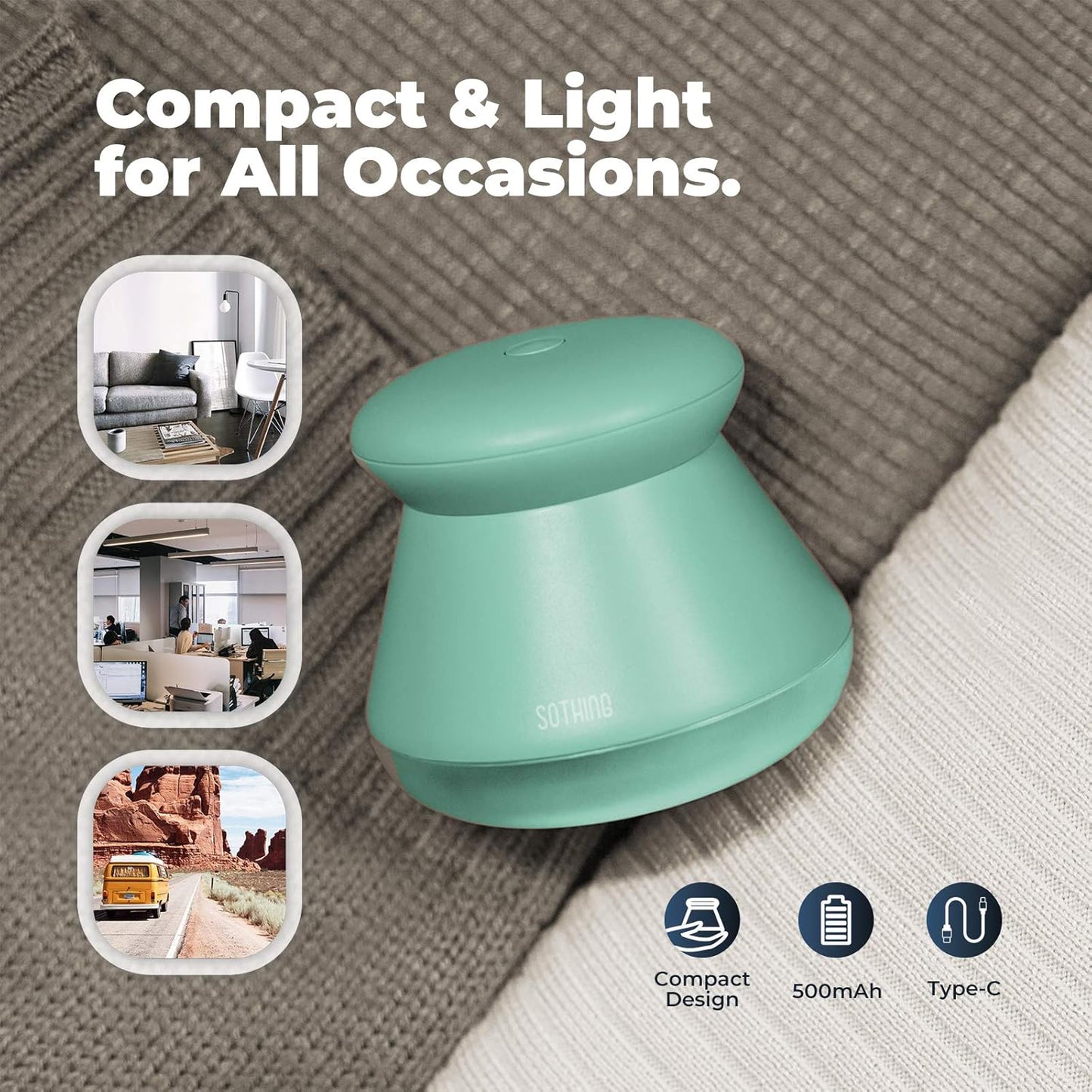 Fabric Shaver, Rechargeable Lint Remover, Use On Cotton, Polyester & Silk, Type C, Fast Charging, Compact & Stylish Design, Ergonomic Defuzzer, 6-Leaf Blades, Fuzz Remover