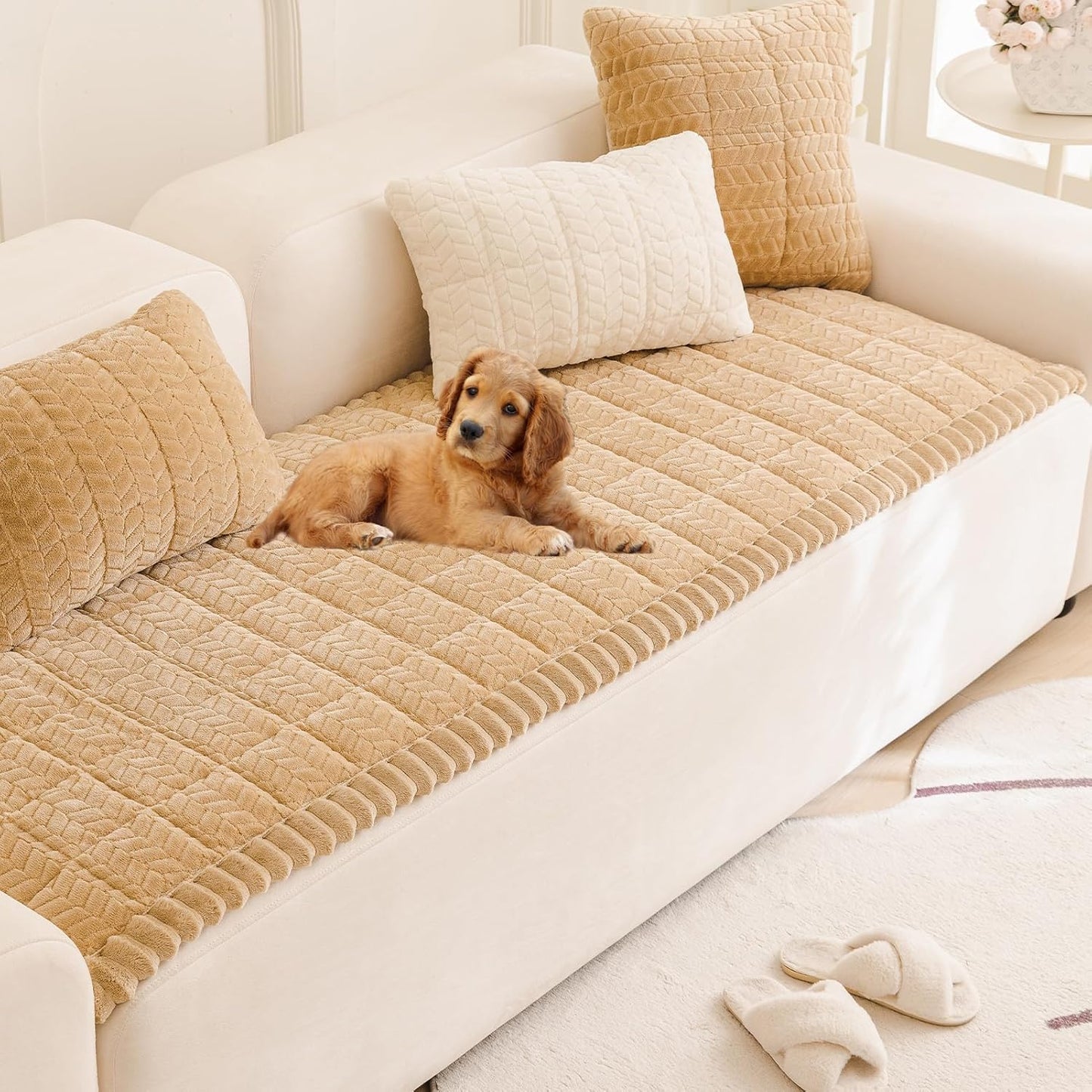 Mivnue Pet Couch Cover Protector Sofa Covers for Pets Washable Non Slip Couches and Sofas Dog Mat (Coffee, 27.6" x 59.1")