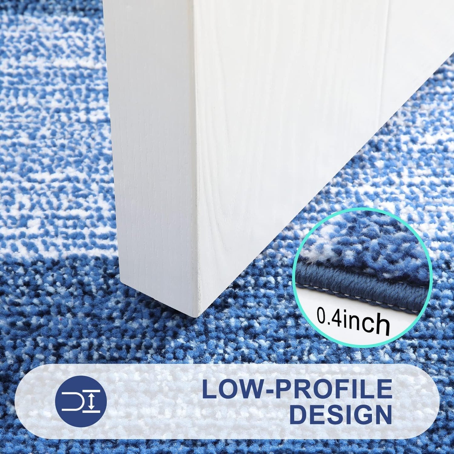 Kitinjoy Indoor Outdoor Door Mat, 32x20 Non-Slip Absorbent Dirt Trapper, Low-Profile Washable Inside Entrance Front Floor Mat, Sturdy Soft Entry Doormats for Entryway, Navy Blue