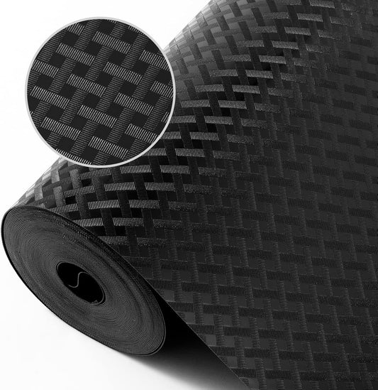 Shelf Liners for Kitchen Cabinets Refrigerator Liners Waterproof & Oil-Proof Kitchen Cupboard Liner Durable Drawer Mats EVA Material Non Adhesive Fridge Liner for Shelves - Black 23.6 x 236.2 Inches