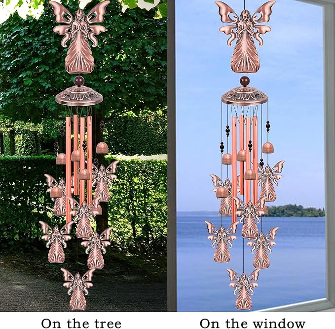 Outdoor Angel Wind Chimes, Gifts for Mom & Grandma & Family, Music Wind Catcher, Mobile Angels Ornaments, Memorial Windchime, Blessing Wind Bells for Indoor,Home,Balcony,Lawn,Yard, Garden Decoration