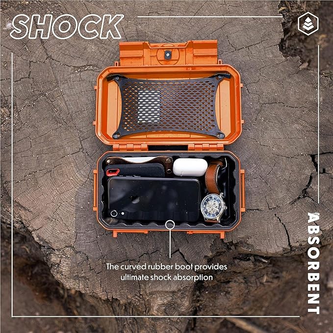 Evergreen 56 Waterproof Dry Box Protective Case - Travel Safe/Mil Spec/USA Made - for Tackle Organization of Cameras, Phones, Camping, Fishing, Hiking, EDC, Water Sports, Knives (TOPO, Orange)