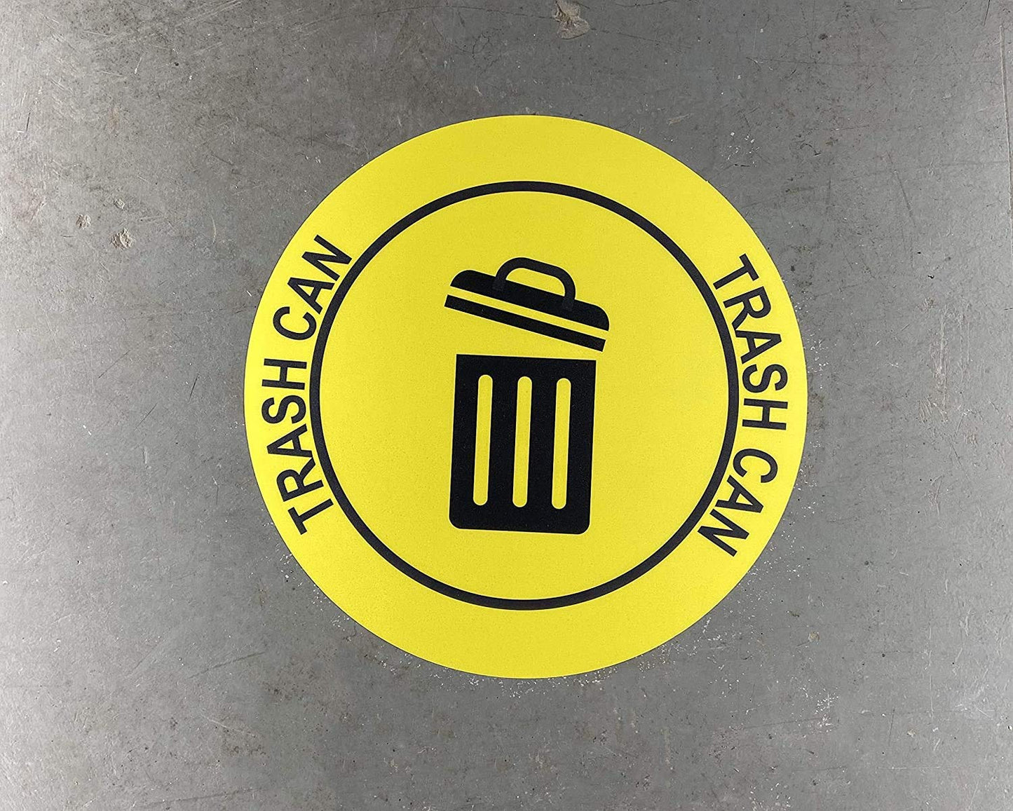 "Trash Can" Durable Laminated Vinyl Floor Sign- Sign by Graphical Warehouse- 5S Safety and Security Signage, Visual Communication Tool (34", Yellow/Black)
