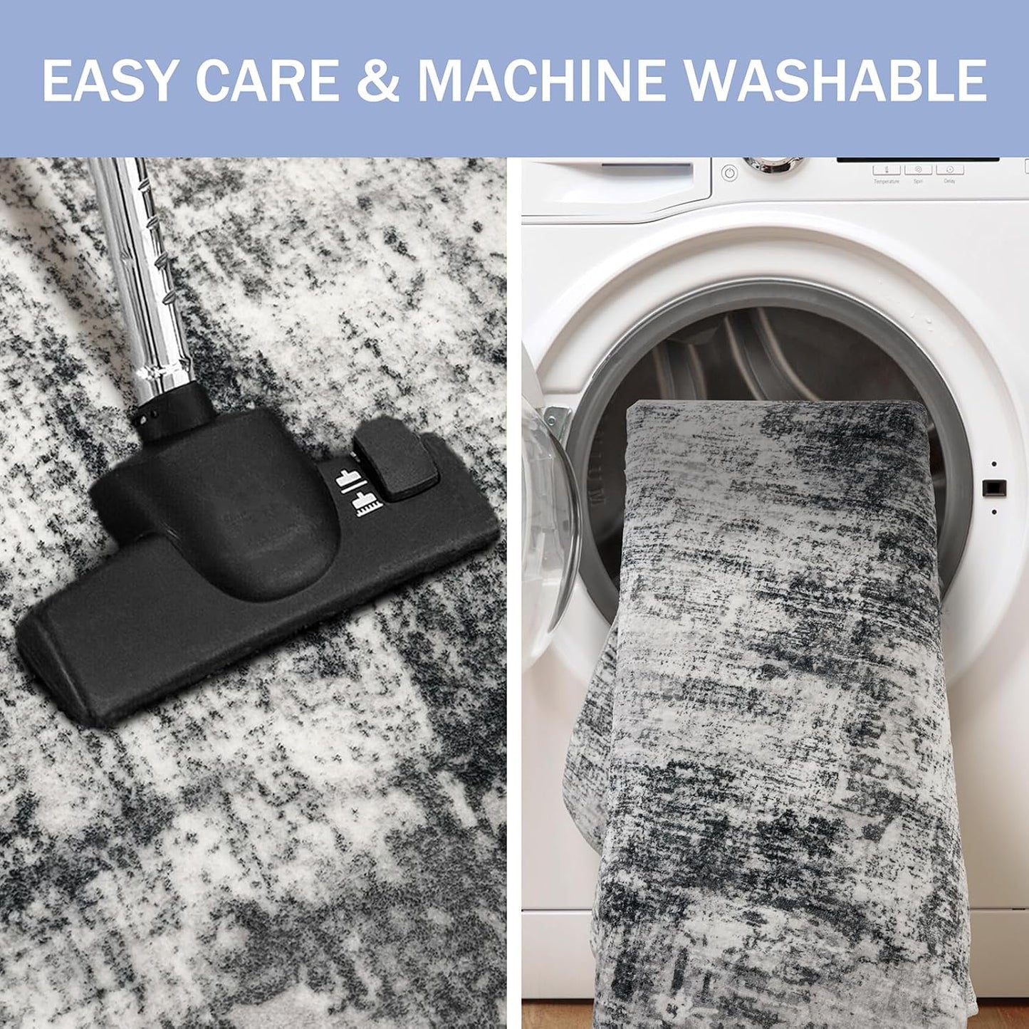 IOHOUZE Abstract Runner Rug 2x6 Ft Washable Runners for Hallways, Non Slip Kitchen Runner Printed Faux Wool Entryway Runner Indoor, Modern Abstract Floor Carpet for Hall Kitchen Bedroom, Black Gey