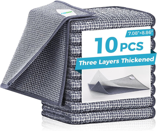 10 Pcs New Upgrade 3-Layer Non Scratch Wire Dishcloth,Wire Dishwashing Rag, Non-Scratch Wire Dishwashing Rags for Wet and Dry, Kitchen Cleaning Dish Rags for Cookware,Sinks, Dishes,Stove