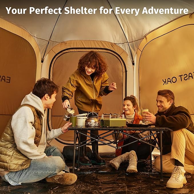 EAST OAK Pop Up Canopy Tent with Mesh Walls | Outdoor Screen House with 4/6 Sunshades | Waterproof Gazebo with Carry Bag | Portable Shelter for Camping, Patio, and Beach | Beige