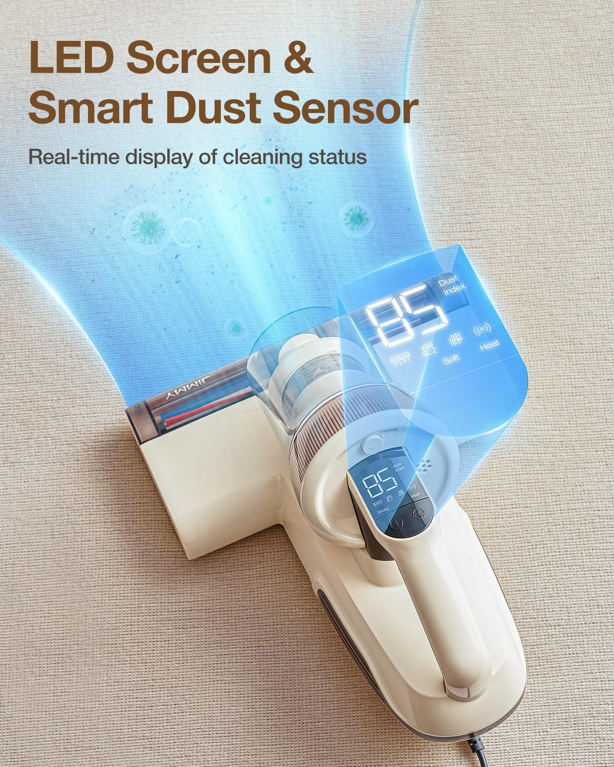 Jimmy Mattress Vacuum Cleaner, Bed Vacuum with UV & Ultrasound, High Heating, Smart Dust Sensor, 15Kpa Powerful Suction, Lightweight, Deep Clean Dust and Pet Hair in One Go(BX6 Lite, Corded)