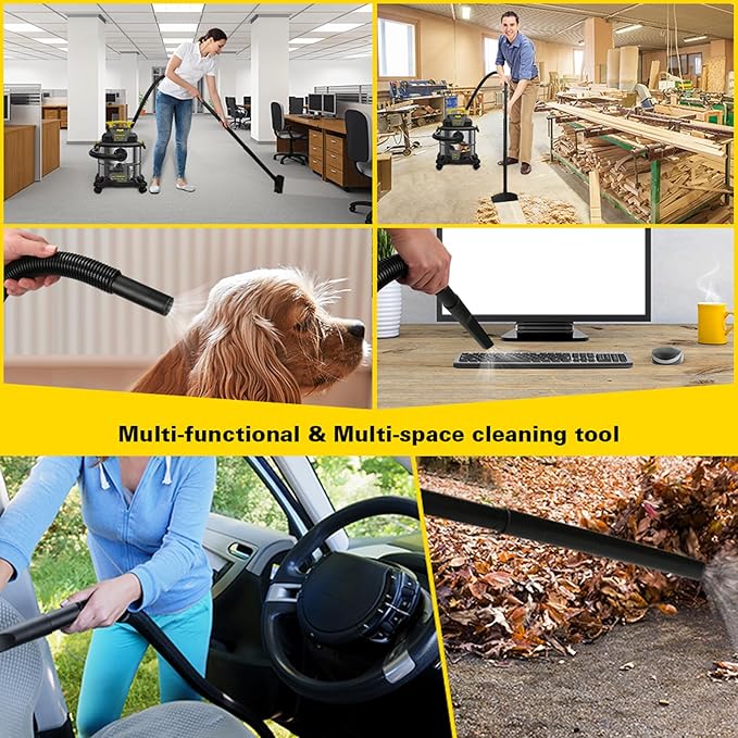 Dust Collection Vacuum Hose Kit, 12 Foot Dust Collection Power Tool Kit with 5 Vac Cleaner Hose Fittings/Attachments for Household, woodworking Power Tool and Dry/Wet, Fits Multiple Types Power Tools